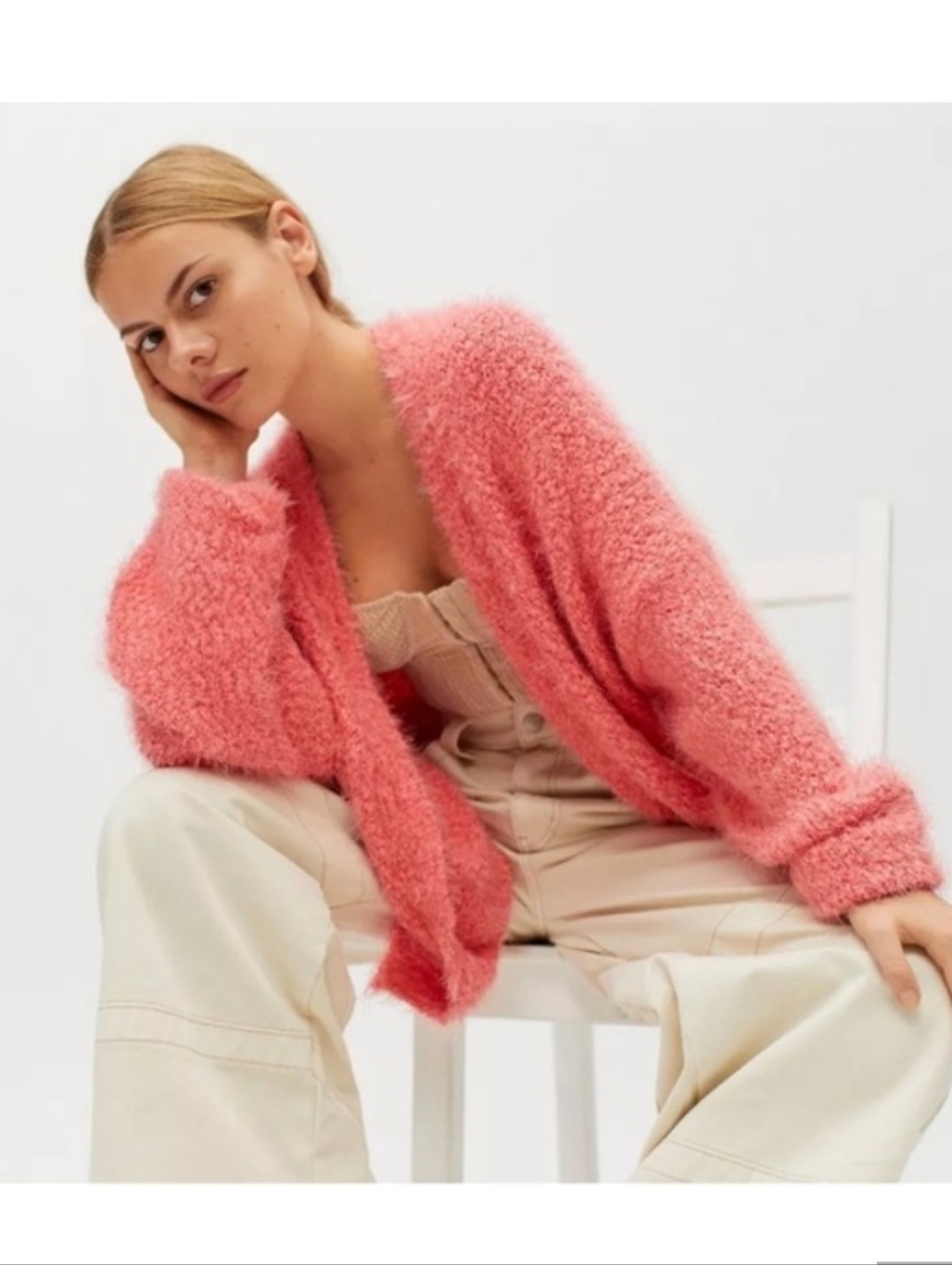 NWT- Urban Outfitters Riona Rose Fuzzy Open Front Sweater